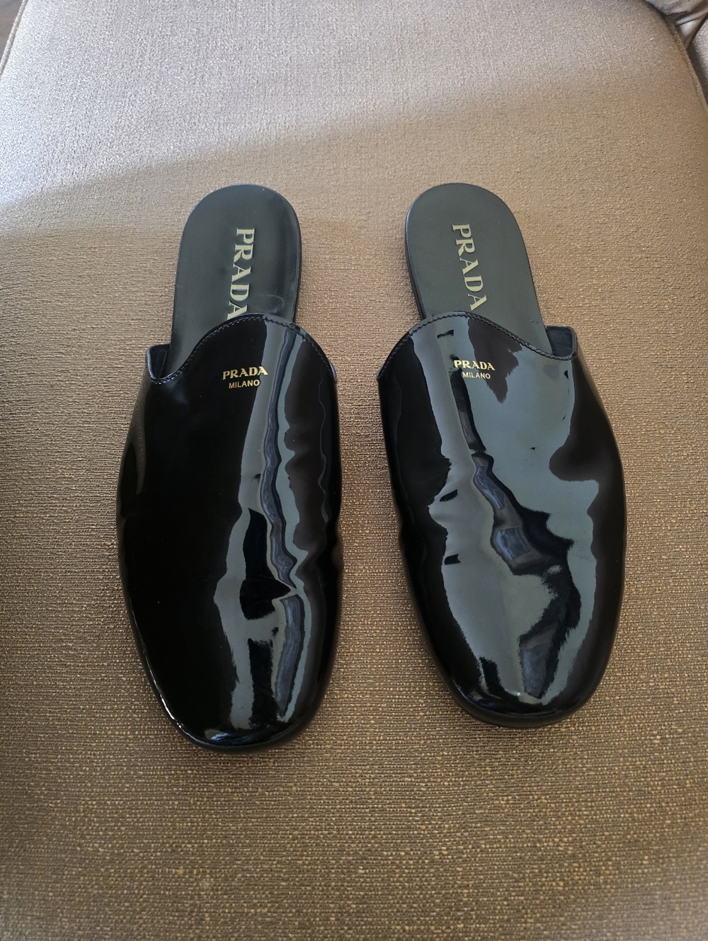 Prada Milano Black Patent Leather Mules Size 9.5 - Picture 3 of 10